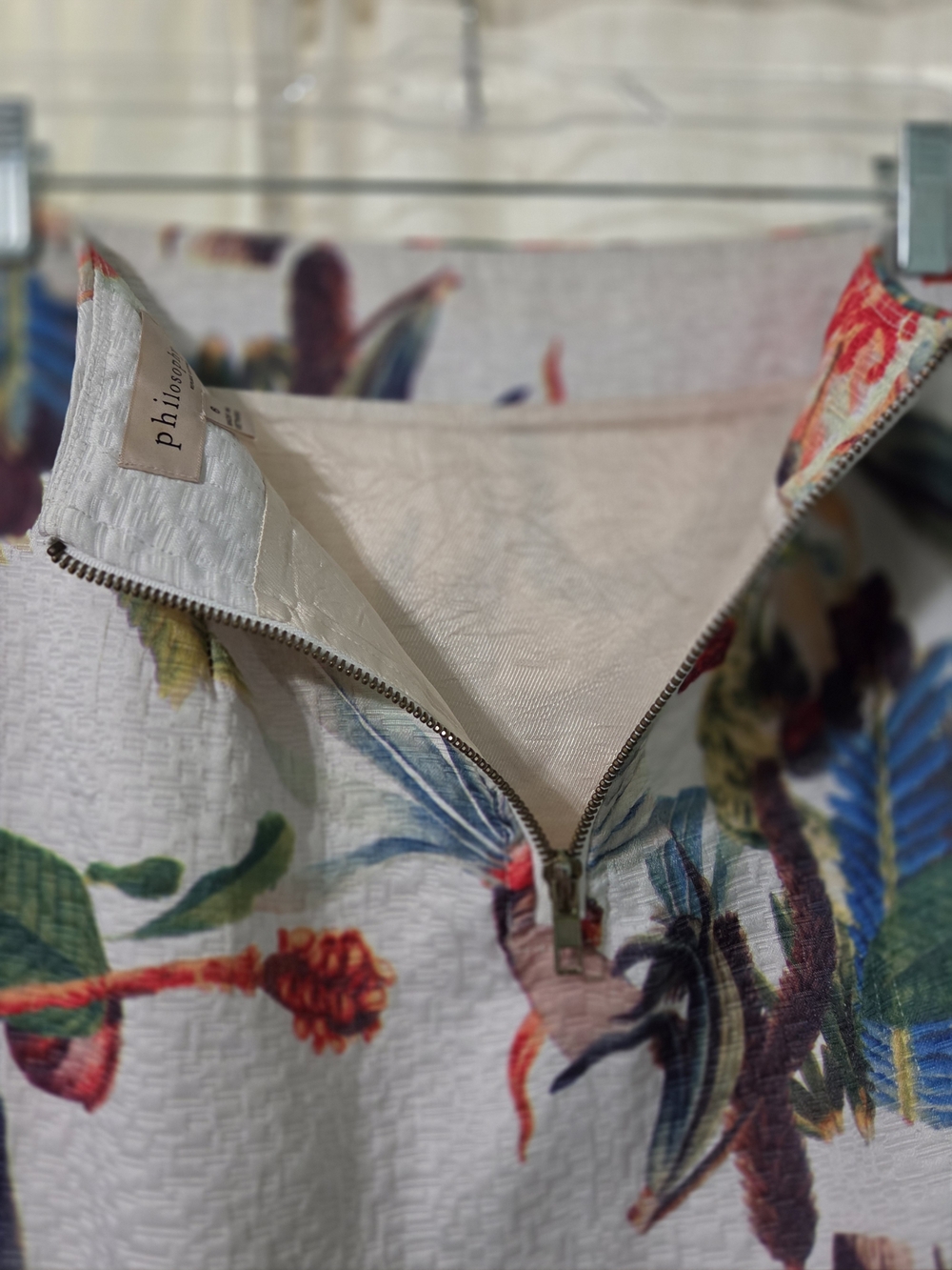 Philosophy White Floral Pencil Skirt with Multicolor Botanical Print - Picture 4 of 5